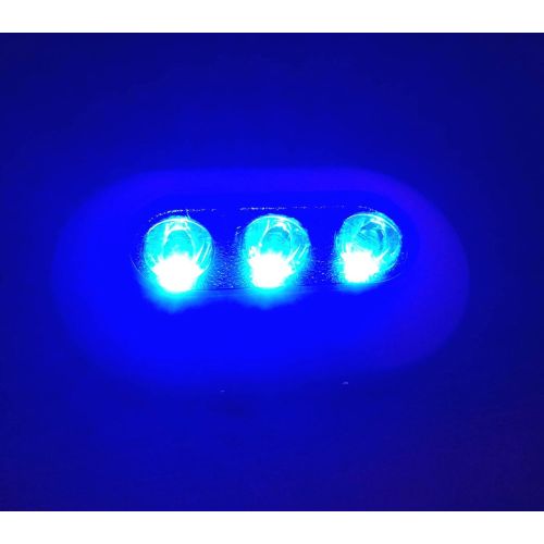  Pactrade Marine SUPER BRIGHT POLYMER OVAL MARINE BLUE UNDERWATER LIGHT BOAT 3 LED 6W FISHING