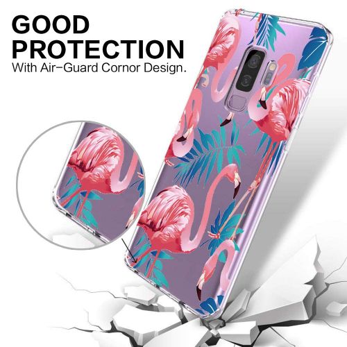  Case compatible Samsung Galaxy S9, Pacyer Flamingo Shockproof Animal TPU Silicone Cover for Galaxy S9 Plus