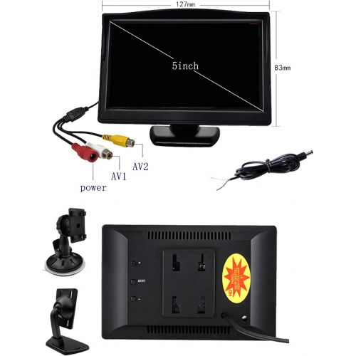  [아마존베스트]Padarsey 5 Inch TFT LCD Car Color Rear View Monitor Screen for Parking Rear View Backup Camera with 2 Optional Bracket(Suckers Mount and Normal Adhesive Stand)