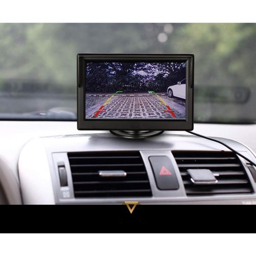  [아마존베스트]Padarsey 5 Inch TFT LCD Car Color Rear View Monitor Screen for Parking Rear View Backup Camera with 2 Optional Bracket(Suckers Mount and Normal Adhesive Stand)