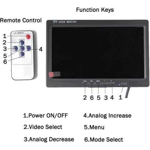  [아마존베스트]Padarsey 7 Inches TFT Color LCD Car Rear View Camera Monitor Support Rotating The Screen and 2 AV Inputs (7 Inch LCD Monitor)