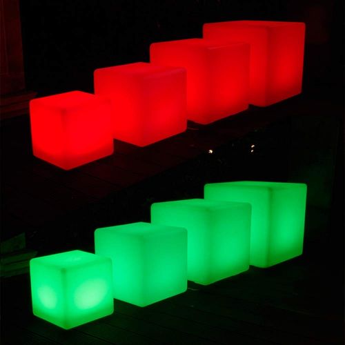  Paddia LED Cube Stool Chair Seat Table Floor Lamp Adjustable RGB Colour Rechargeable Battery Remote Control Mood Light Furniture for Garden Party Color Changing Indoor Outdoot Deco