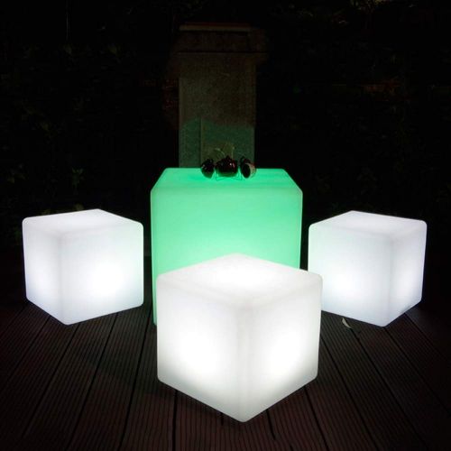  Paddia LED Cube Stool Chair Seat Table Floor Lamp Adjustable RGB Colour Rechargeable Battery Remote Control Mood Light Furniture for Garden Party Color Changing Indoor Outdoot Deco
