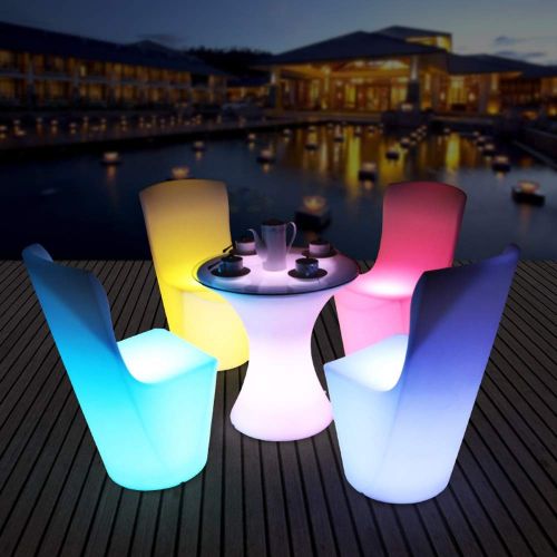  Paddia LED Cube Stool Chair Seat Table Floor Lamp Adjustable RGB Colour Rechargeable Battery Remote Control Mood Light Remote Cordless Changing Furniture for Garden Party (Color :