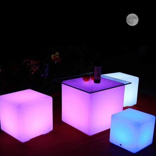  Paddia LED Cube Stool Chair Seat Table Floor Lamp Adjustable RGB Colour Rechargeable Battery Remote Control Mood Light Furniture for Garden Party Childrens Bedroom Waterproof IP65