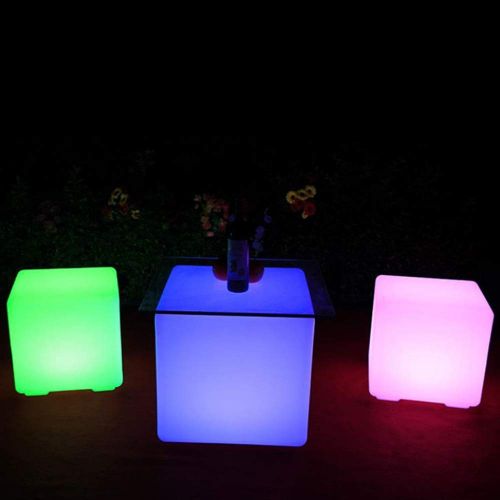  Paddia LED Cube Stool Chair Seat Table Floor Lamp Adjustable RGB Colour Rechargeable Battery Remote Control Mood Light Furniture for Garden Party Childrens Bedroom Waterproof IP65