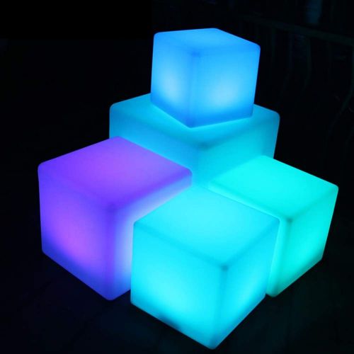  Paddia LED Cube Stool Chair Seat Table Floor Lamp Adjustable RGB Colour Rechargeable Battery Remote Control Mood Light Furniture for Garden Party Childrens Bedroom Waterproof IP65