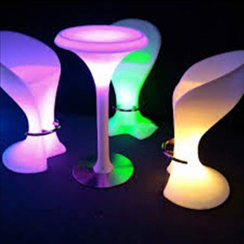  Paddia Outdoor LED Cube Stool Seat Waterproof Colour Changing Mood Party Night Light Speaker Stand Rechargeable Chair Table Floor Lamp Adjustable RGB Battery Remote (Color : Table