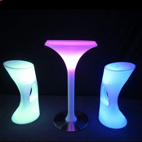  Paddia Outdoor LED Cube Stool Seat Waterproof Colour Changing Mood Party Night Light Speaker Stand Rechargeable Chair Table Floor Lamp Adjustable RGB Battery Remote (Color : Table