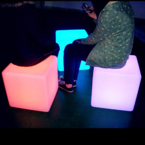  Paddia Romantic Decorative Rechageable LED Light Cube Stool Waterproof with Remote Control Magic RGB Color Changing Patio Pool Party Mood Lamp Bedroom Night Light Lighting (Size :