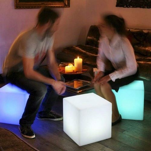  Paddia Romantic Decorative Rechageable LED Light Cube Stool Waterproof with Remote Control Magic RGB Color Changing Patio Pool Party Mood Lamp Bedroom Night Light Lighting (Size :