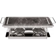 Paderno World Cuisine 41315-04 Dual Burner Stone Grill Set, 17-Inch, Silver