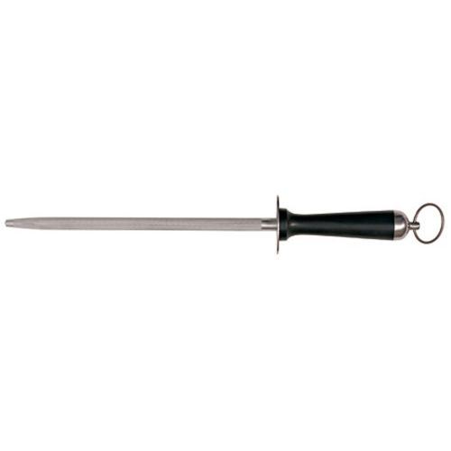  Paderno World Cuisine 10 14 Round Sharpening Steel with Black Plastic Handle