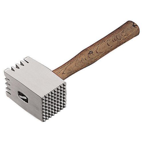  Paderno World Cuisine Meat Tenderizer with 12-1/2-Inch Wood Handle, Aluminum