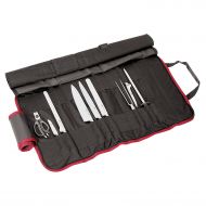 Paderno World Cuisine 9 Piece Cutlery Roll bag with one each Chefs Knife, Slicing Knife, Ham Knife, Boning Knife, Paring Knife, Bread Knive, Chefs Fork, Sharpening Steel and Kitche