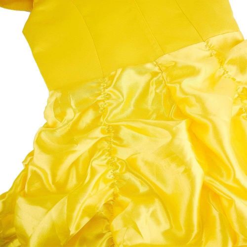  Padete Little Girls Princess Yellow Party Costume Off Shoulder Dress with Accessories