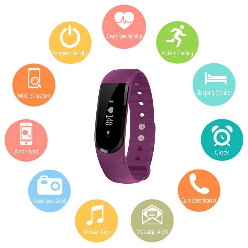  Padgene Fitness Activity Tracker, ID101 Heart Rate Monitor, Bluetooth 4.0 Smart Bracelte with Pedometer Sleep Monitor,Message Remind,Anti-Lost for Android 4.0 or Above and iOS 7.0