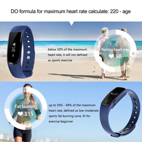  Padgene Fitness Activity Tracker, ID101 Heart Rate Monitor, Bluetooth 4.0 Smart Bracelte with Pedometer Sleep Monitor,Message Remind,Anti-Lost for Android 4.0 or Above and iOS 7.0