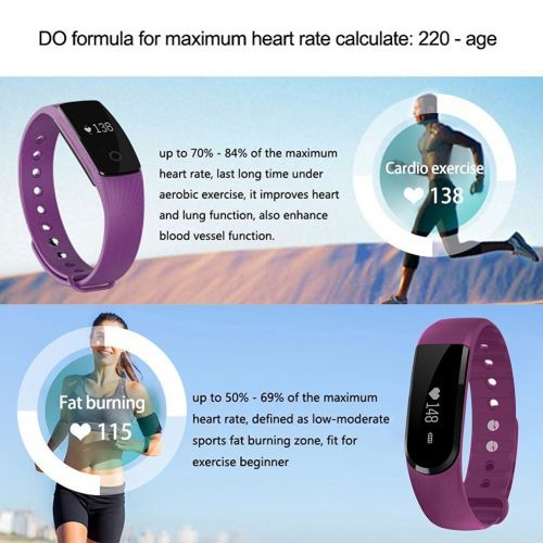  Padgene Fitness Activity Tracker, ID101 Heart Rate Monitor, Bluetooth 4.0 Smart Bracelte with Pedometer Sleep Monitor,Message Remind,Anti-Lost for Android 4.0 or Above and iOS 7.0