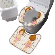 Painting-home Universal Toilet seat Cute Little Car on Girl Children Body Parts School Science Convenient Safety and Hygiene L16.1 x W 4/2pc-L24 x W 18.9