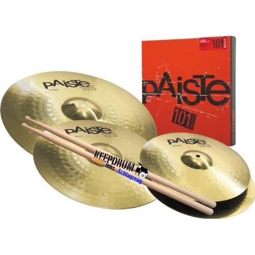  [아마존베스트]PAISTE 101Brass Universal Cymbal Set 14/16/20+ FREE Keepdrum Drumsticks
