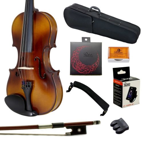  Paititi 14 Size Solid Wood Student Violin Complete Package w Case Bow Rosin String Tuner Stand Complete Package