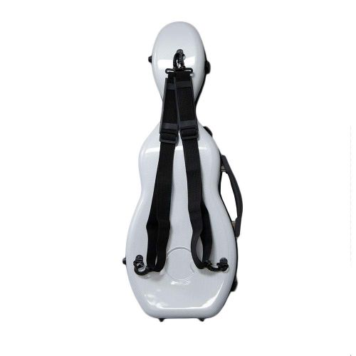  Paititi PAITITI Cello Shaped Full Size Durable Super Light Fiber Glass Violin Case with Hygrometer Backpackable (White)