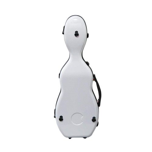  Paititi PAITITI Cello Shaped Full Size Durable Super Light Fiber Glass Violin Case with Hygrometer Backpackable (White)