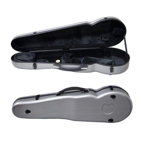  Paititi PAITITI Violin Shaped Full Size Durable Super Light Fiber Glass Case with Hygrometer Backpackable (Silver)