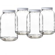 Pakkon Wide Mouth Glass Mason Jar with Metal Lid/Ferment & Store Kombucha Tea or Kefir/Use for Canning, Storing, Pickling & Preserving Dishwasher Safe, Airtight Liner Seal, 1 gallo