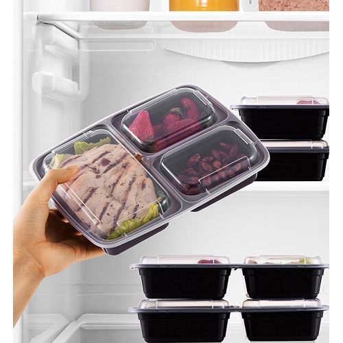  Paksh Novelty Meal Prep Lunch Containers with Super Easy Open Lids - BPA-Free, Reusable, Microwavable - Bento Box Food Containers for Portion Control, and Leftovers (10 Pack) (3 Co