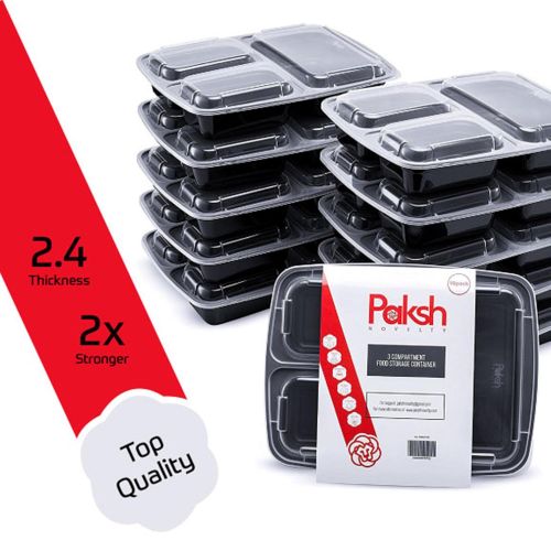  Paksh Novelty Meal Prep Lunch Containers with Super Easy Open Lids - BPA-Free, Reusable, Microwavable - Bento Box Food Containers for Portion Control, and Leftovers (10 Pack) (3 Co