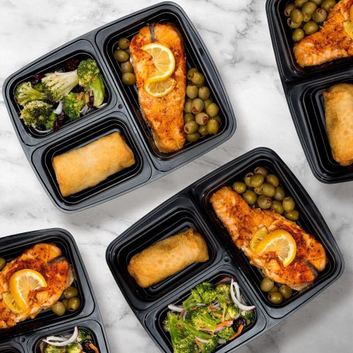  Paksh Novelty Meal Prep Lunch Containers with Super Easy Open Lids - BPA-Free, Reusable, Microwavable - Bento Box Food Containers for Portion Control, and Leftovers (10 Pack) (3 Co