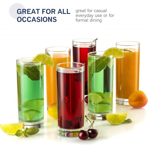  [아마존베스트]Paksh Novelty Italian Highball Glasses [Set of 6] Clear Heavy Base Tall Bar Glass - Drinking Glasses for Water, Juice, Beer, Wine, Whiskey, and Cocktails | 13 Ounce Cups