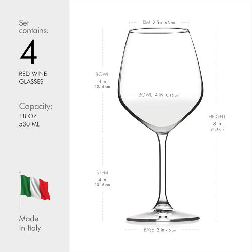  [아마존베스트]Paksh Novelty Italian Red Wine Glasses - 18 Ounce - Wine Glass Clear (Set of 4)