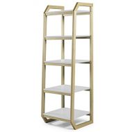 Palace Imports Hush Etagere Bookcase with Five Shelves 1042-33 White Color Shelves. Solid Wood Frame in Natural Color