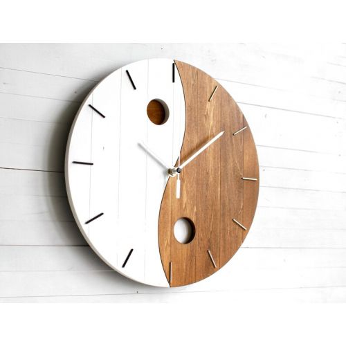  Paladim ZEN Wall Clock, Yin Yang Wood Clock, Spiritual Yoga Clock for Meditation Room, Modern Art Round Wooden Clock 12