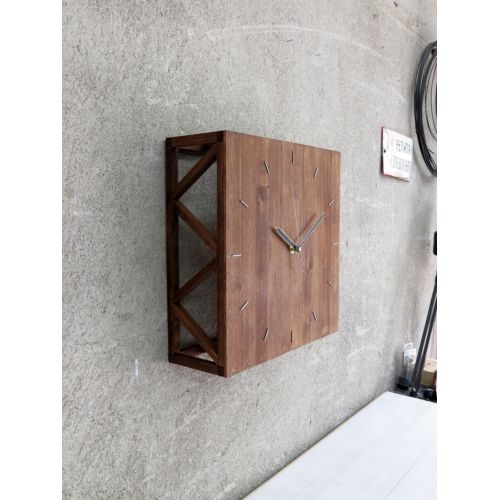  Paladim Wooden Wall Clock, Box Decor, Square Wall Clock, Wall Decor, Rustic Home Decor, Industrial Clock, Minimal Decor, Wooden Shelf Clock, Kub