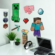 Paladone Minecraft Peel and Stick Wall Decals - Reusable Vinyl Sticker Clings - Minecraft Bedroom Wall Art Decor for Boys Room - 4 Sheets