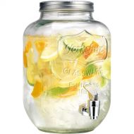 Palais Glassware High Quality Clear Mason Jar Beverage Dispenser - Traditional Tin Screw Off Lid - 1 Gallon Capacity -