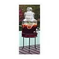 Palais Glassware Clear Glass Octagon Beverage Dispenser - 1.5 Gallon, with Glass Lid and Metal Stand (Standard)