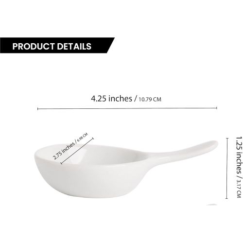  [아마존베스트]Palais Essentials Farmhouse Decor Porcelain Dipping Bowls Sauce Dishes - Set of 4 Elegant White Soy Sause Dish (1 Oz Frying Pan Shape)