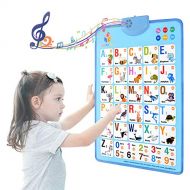 [아마존베스트]MOFANG Electronic Interactive Alphabet Wall Chart, Talking ABC & 123s & Music Poster, Best Educational Toy for Toddler. Kids Fun Learning at Daycare, Preschool.Blue