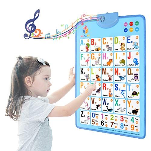  [아마존베스트]MOFANG Electronic Interactive Alphabet Wall Chart, Talking ABC & 123s & Music Poster, Best Educational Toy for Toddler. Kids Fun Learning at Daycare, Preschool.Blue