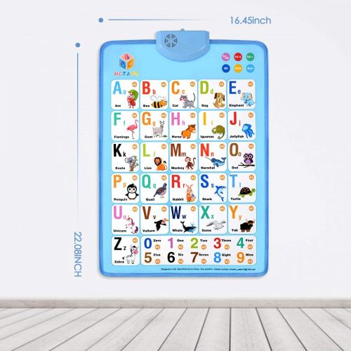  [아마존베스트]MOFANG Electronic Interactive Alphabet Wall Chart, Talking ABC & 123s & Music Poster, Best Educational Toy for Toddler. Kids Fun Learning at Daycare, Preschool.Blue
