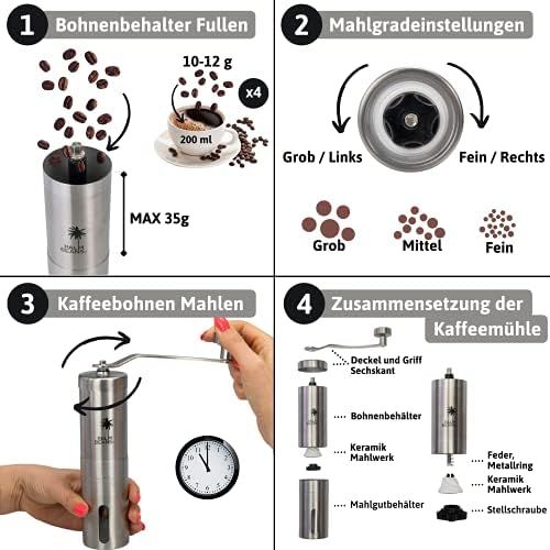  [아마존베스트]Palm Beans Hand Coffee Grinder with Ceramic Cone Grinder Manual Espresso Coffee Grinder - Manual Grinding