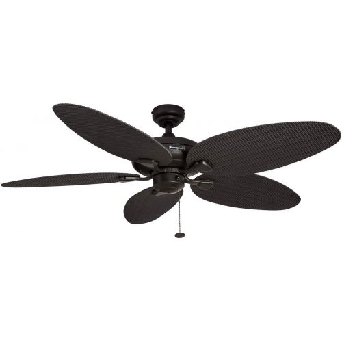  [아마존베스트]Honeywell Ceiling Fans Honeywell Duvall 52-Inch Tropical Ceiling Fan with Five Wet Rated Wicker Blades, Indoor/Outdoor Rated, Bronze