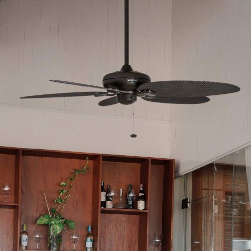  [아마존베스트]Honeywell Ceiling Fans Honeywell Duvall 52-Inch Tropical Ceiling Fan with Five Wet Rated Wicker Blades, Indoor/Outdoor Rated, Bronze