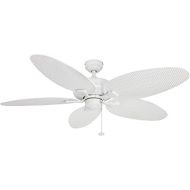 Palm Coast Fans Honeywell Duval 52-Inch Tropical Ceiling Fan, Five Wet-Rated Wicker Blades, Indoor/Outdoor Damp Rated Fan, White