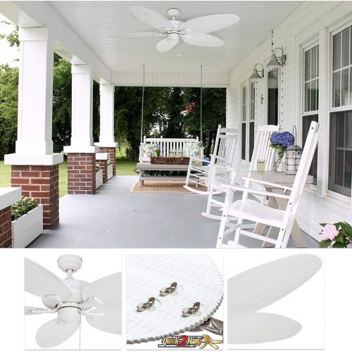  Palm Coast Fans Honeywell Duval 52-Inch Tropical Ceiling Fan, Five Wet-Rated Wicker Blades, Indoor/Outdoor Damp Rated Fan, White